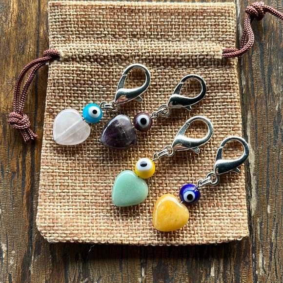 Hand Crafted Other - Crystal Pet Charms Howlite Pet Charm Rose Quartz Pet Charm Evil Eye Pet Charms